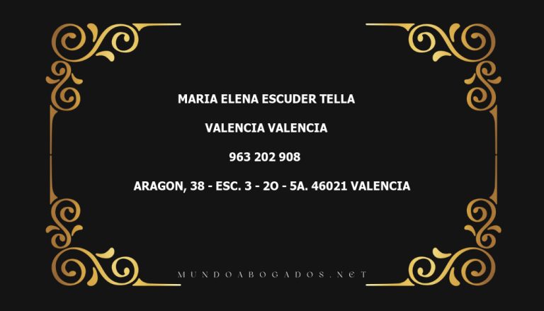 abogado Maria Elena Escuder Tella en la localidad de Valencia