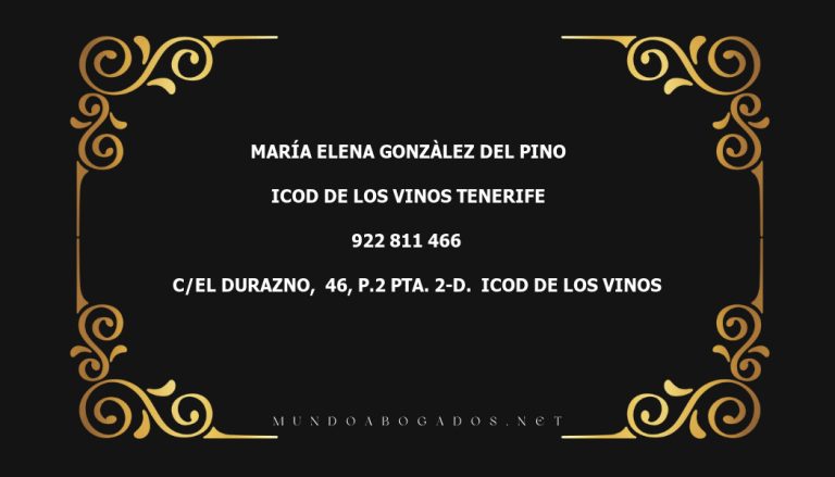 abogado María Elena Gonzàlez Del Pino en la localidad de ICOD DE LOS VINOS