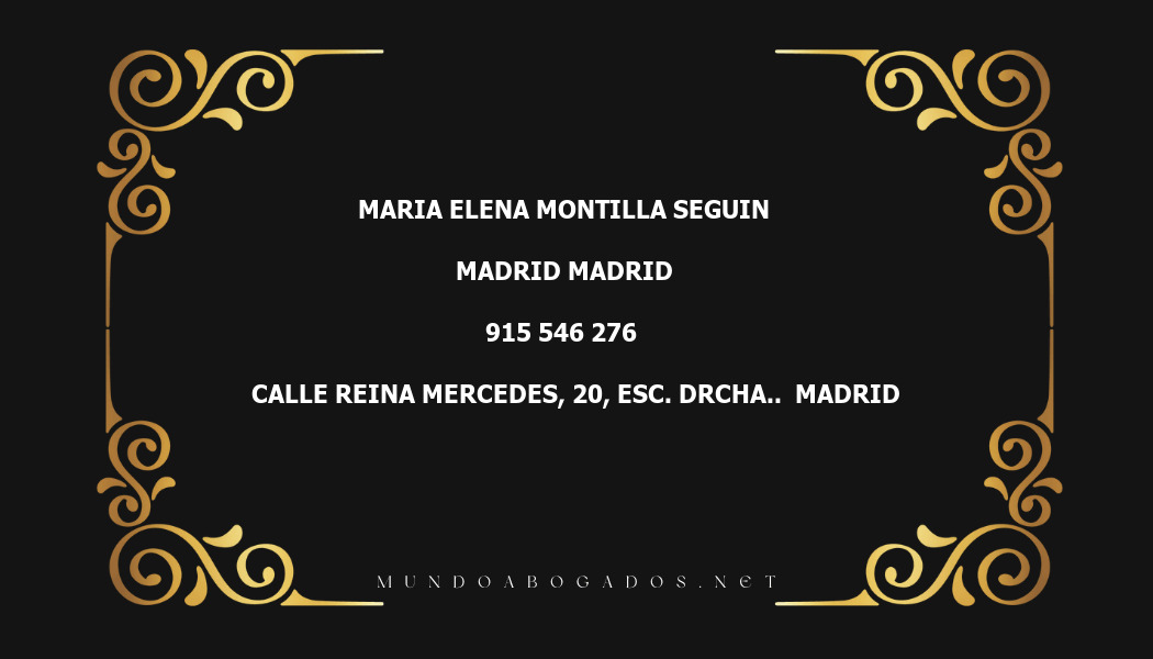 abogado Maria Elena Montilla Seguin en la localidad de Madrid