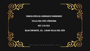 abogado Maria Emilia Carrasco Manzano en la localidad de Villa del Río