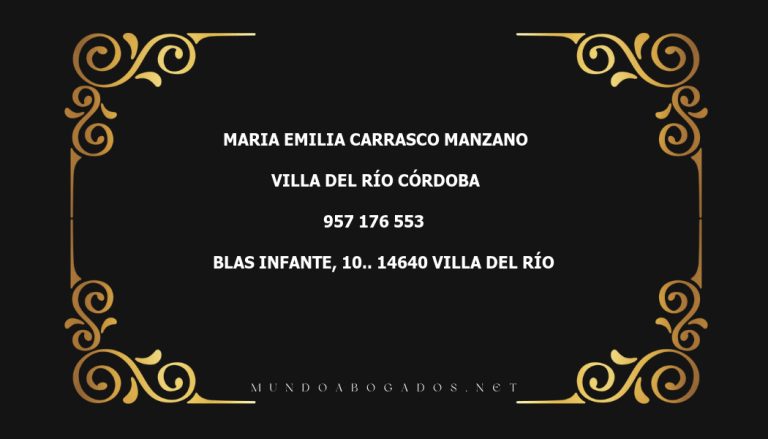 abogado Maria Emilia Carrasco Manzano en la localidad de Villa del Río