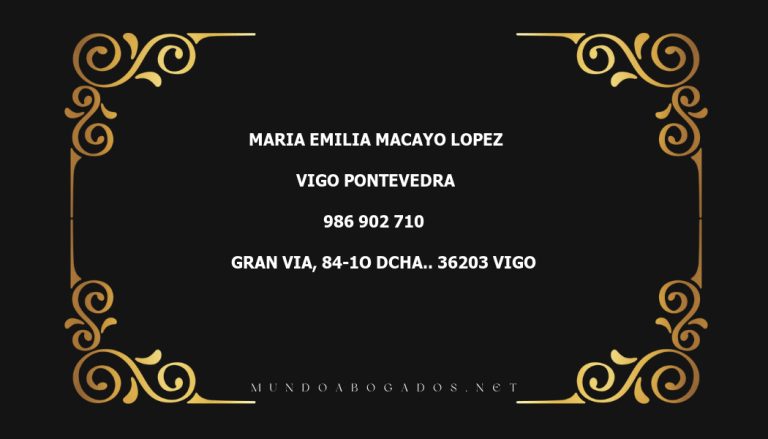 abogado Maria Emilia Macayo Lopez en la localidad de Vigo