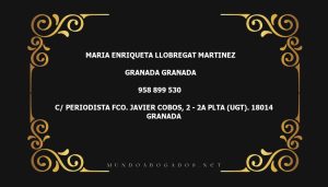 abogado Maria Enriqueta Llobregat Martinez en la localidad de Granada