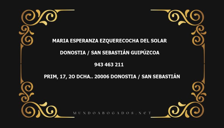 abogado Maria Esperanza Ezquerecocha Del Solar en la localidad de Donostia / San Sebastián