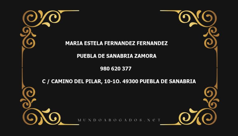 abogado Maria Estela Fernandez Fernandez en la localidad de Puebla de Sanabria