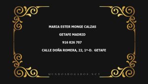 abogado Maria Ester Monge Calzas en la localidad de Getafe