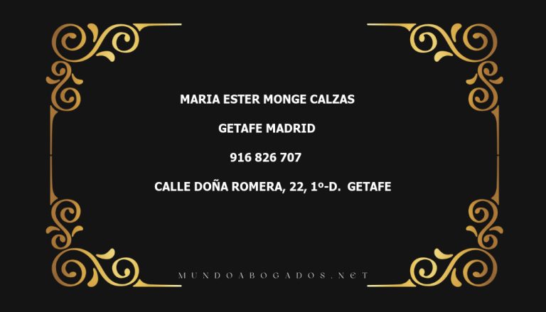 abogado Maria Ester Monge Calzas en la localidad de Getafe