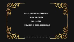 abogado Maria Ester Rios Zaragoza en la localidad de Silla