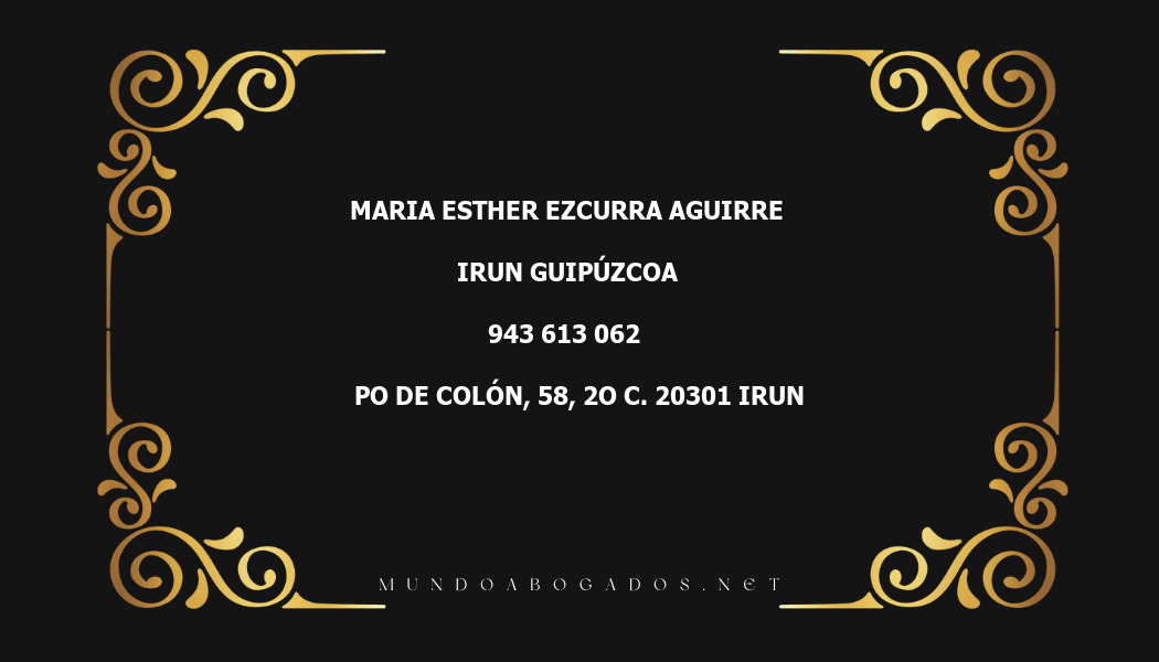 abogado Maria Esther Ezcurra Aguirre en la localidad de Irun