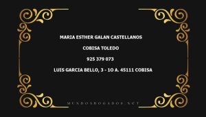 abogado Maria Esther Galan Castellanos en la localidad de Cobisa