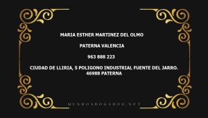 abogado Maria Esther Martinez Del Olmo en la localidad de Paterna