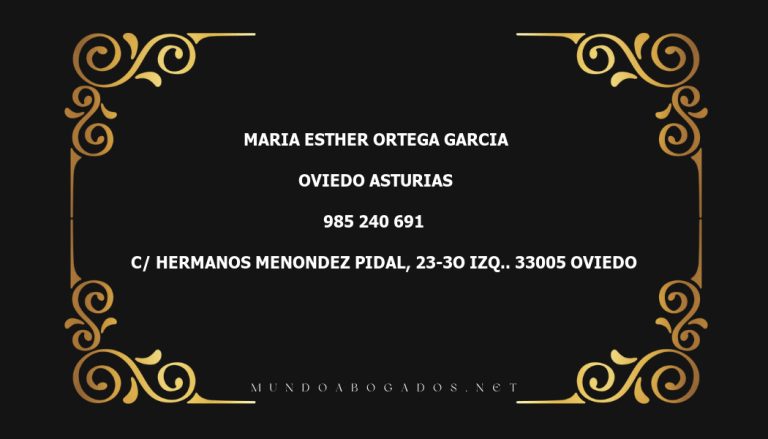 abogado Maria Esther Ortega Garcia en la localidad de Oviedo