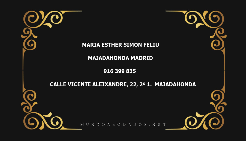 abogado Maria Esther Simon Feliu en la localidad de Majadahonda