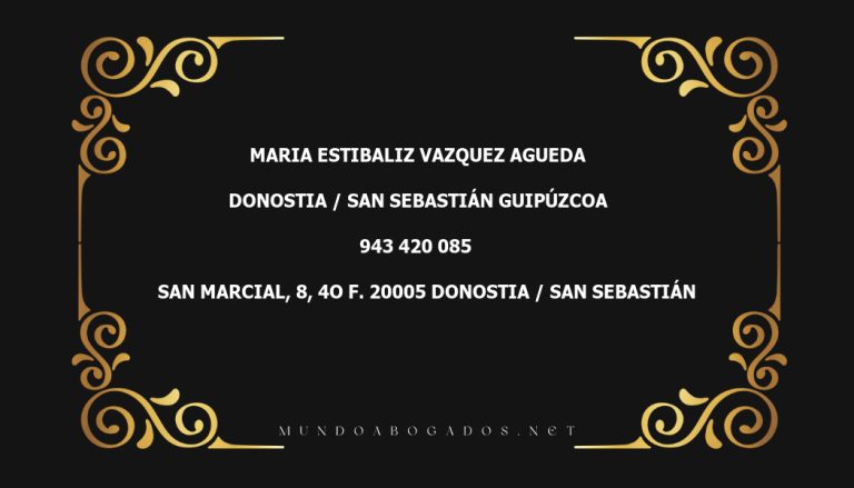 abogado Maria Estibaliz Vazquez Agueda en la localidad de Donostia / San Sebastián