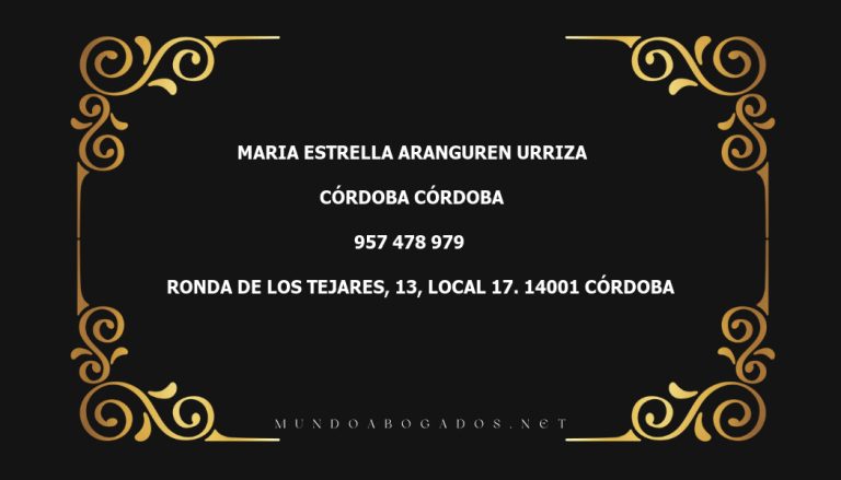 abogado Maria Estrella Aranguren Urriza en la localidad de Córdoba