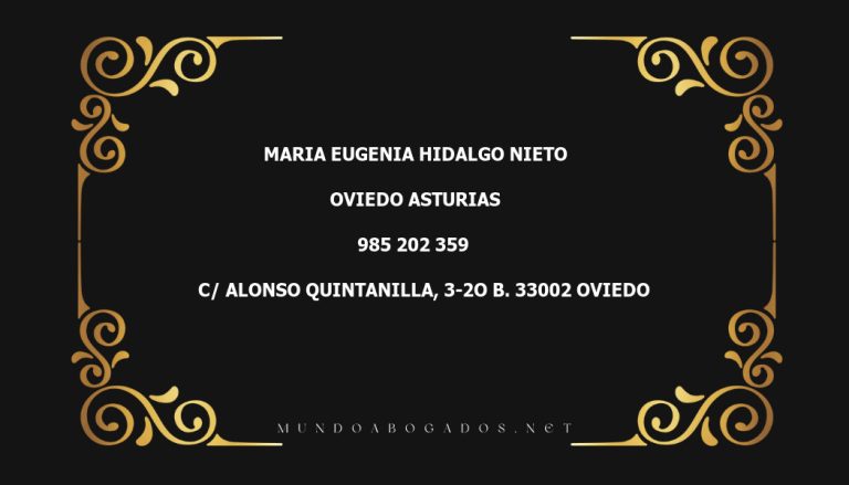 abogado Maria Eugenia Hidalgo Nieto en la localidad de Oviedo