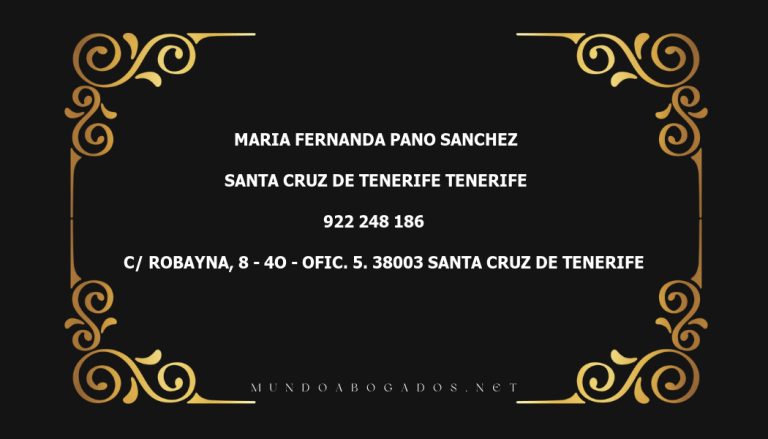 abogado Maria Fernanda Pano Sanchez en la localidad de Santa Cruz de Tenerife