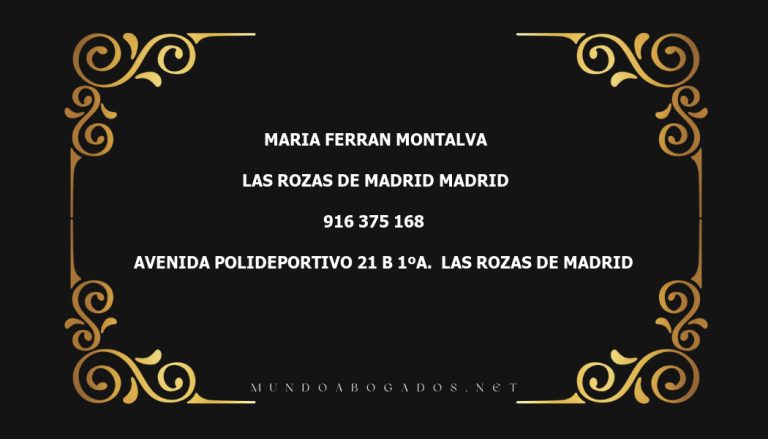 abogado Maria Ferran Montalva en la localidad de Las Rozas de Madrid