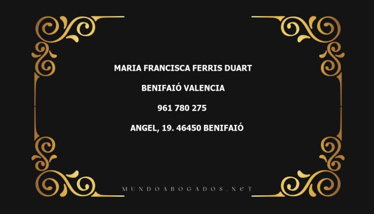 abogado Maria Francisca Ferris Duart en la localidad de Benifaió