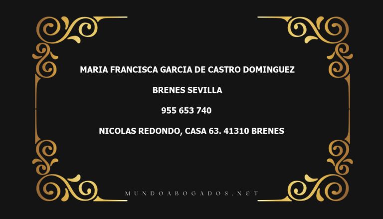 abogado Maria Francisca Garcia De Castro Dominguez en la localidad de Brenes