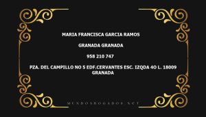 abogado Maria Francisca Garcia Ramos en la localidad de Granada