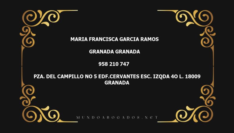 abogado Maria Francisca Garcia Ramos en la localidad de Granada