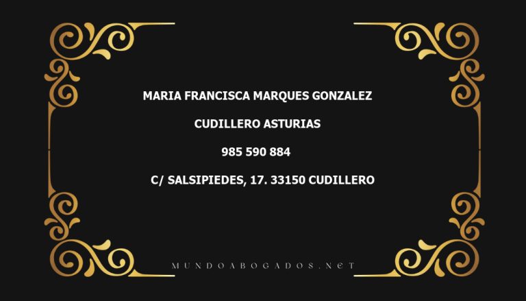 abogado Maria Francisca Marques Gonzalez en la localidad de Cudillero