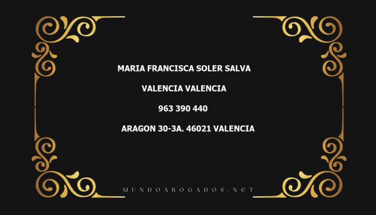 abogado Maria Francisca Soler Salva en la localidad de Valencia