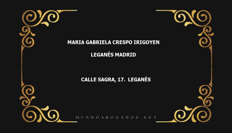 abogado Maria Gabriela Crespo Irigoyen en la localidad de Leganés