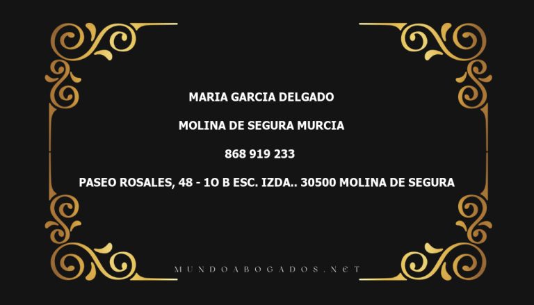 abogado Maria Garcia Delgado en la localidad de Molina de Segura