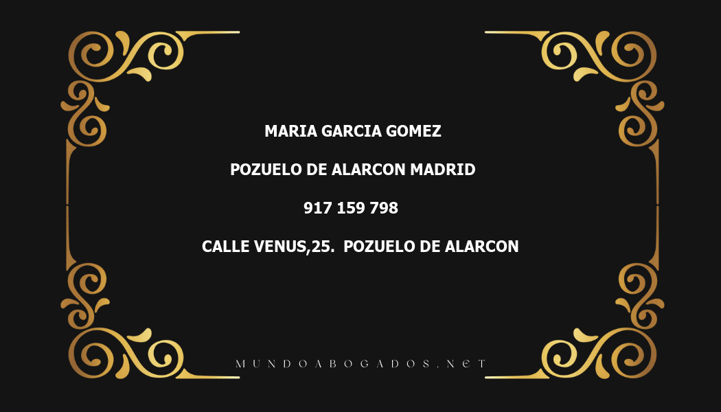 abogado Maria Garcia Gomez en la localidad de Pozuelo de Alarcon