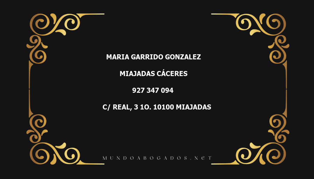 abogado Maria Garrido Gonzalez en la localidad de Miajadas