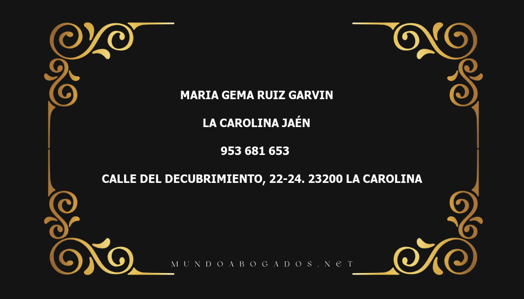 abogado Maria Gema Ruiz Garvin en la localidad de La Carolina