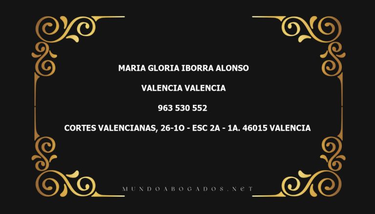 abogado Maria Gloria Iborra Alonso en la localidad de Valencia