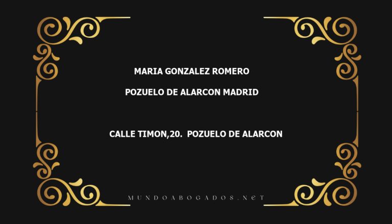 abogado Maria Gonzalez Romero en la localidad de Pozuelo de Alarcon