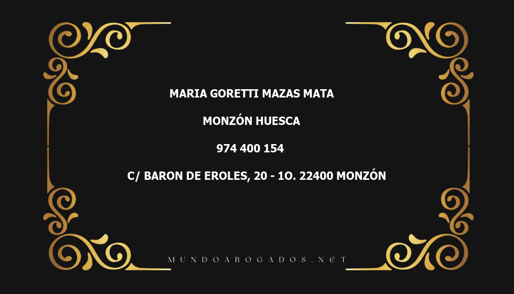 abogado Maria Goretti Mazas Mata en la localidad de Monzón