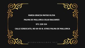 abogado Maria Gracia Matas Oliva en la localidad de Palma de Mallorca