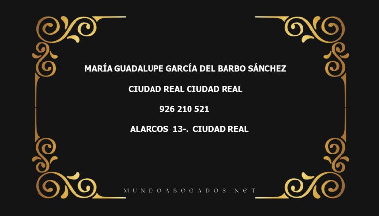 abogado María Guadalupe García Del Barbo Sánchez en la localidad de Ciudad Real