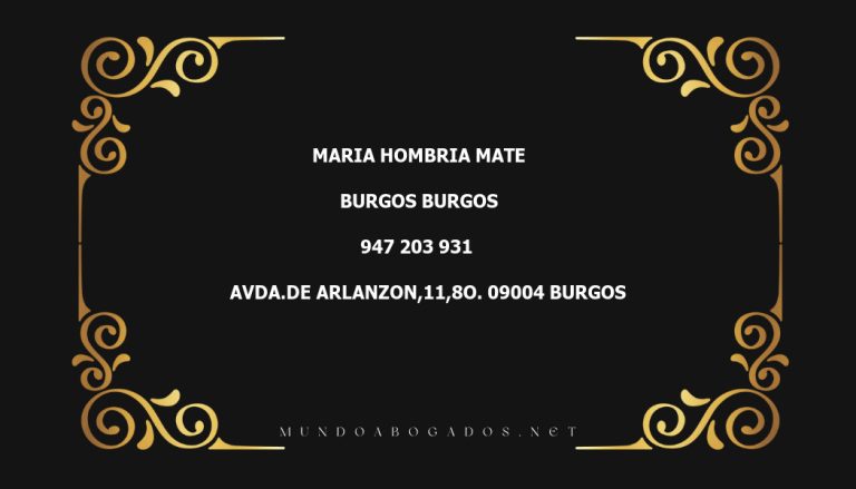 abogado Maria Hombria Mate en la localidad de Burgos