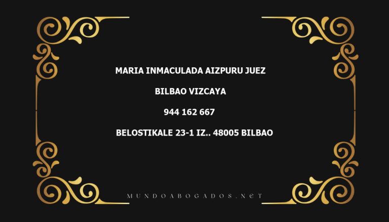 abogado Maria Inmaculada Aizpuru Juez en la localidad de Bilbao