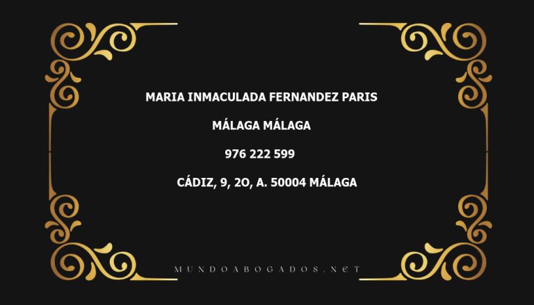 abogado Maria Inmaculada Fernandez Paris en la localidad de Málaga