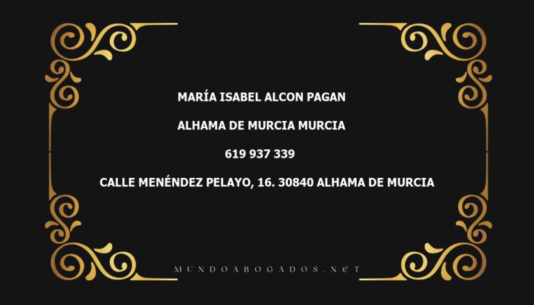 abogado María Isabel Alcon Pagan en la localidad de Alhama de Murcia