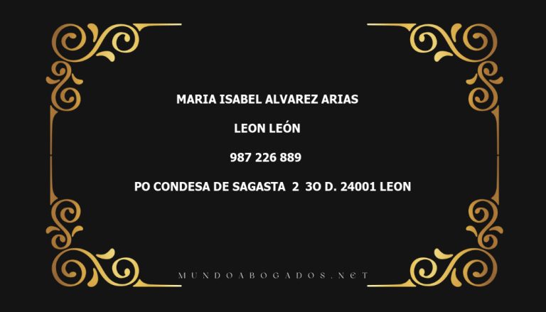 abogado Maria Isabel Alvarez Arias en la localidad de Leon