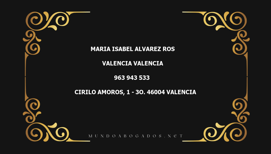 abogado Maria Isabel Alvarez Ros en la localidad de Valencia