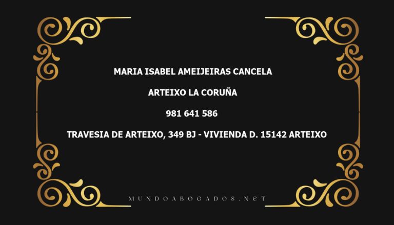 abogado Maria Isabel Ameijeiras Cancela en la localidad de Arteixo