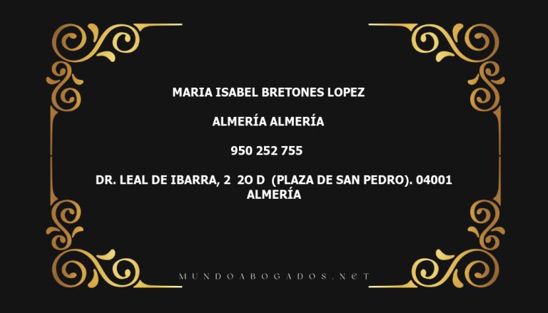 abogado Maria Isabel Bretones Lopez en la localidad de Almería