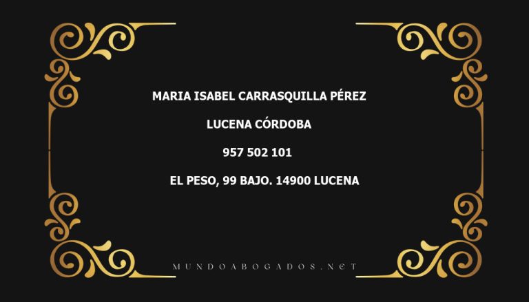 abogado Maria Isabel Carrasquilla Pérez en la localidad de Lucena