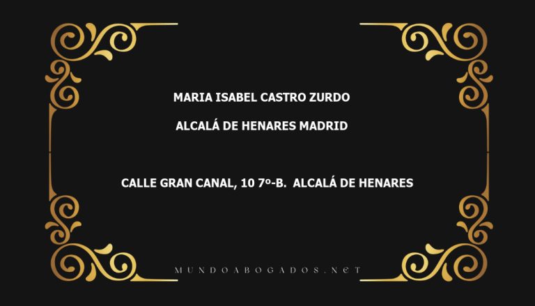 abogado Maria Isabel Castro Zurdo en la localidad de Alcalá de Henares