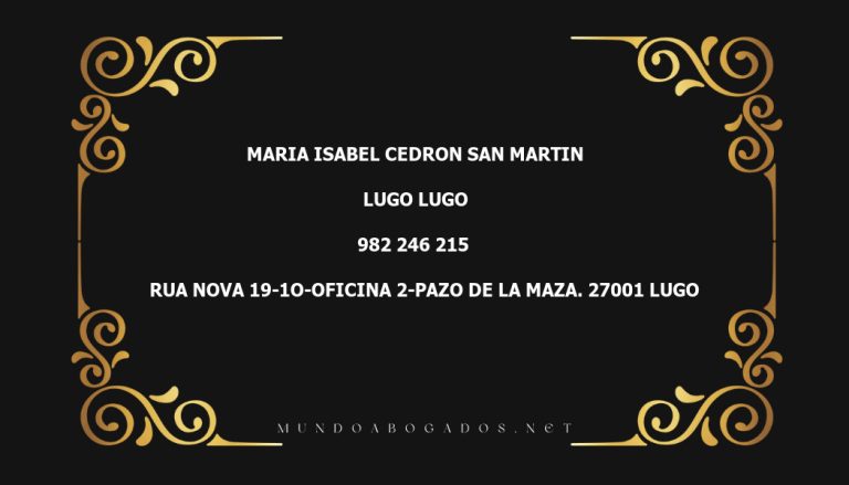 abogado Maria Isabel Cedron San Martin en la localidad de Lugo