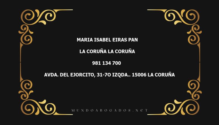 abogado Maria Isabel Eiras Pan en la localidad de La Coruña